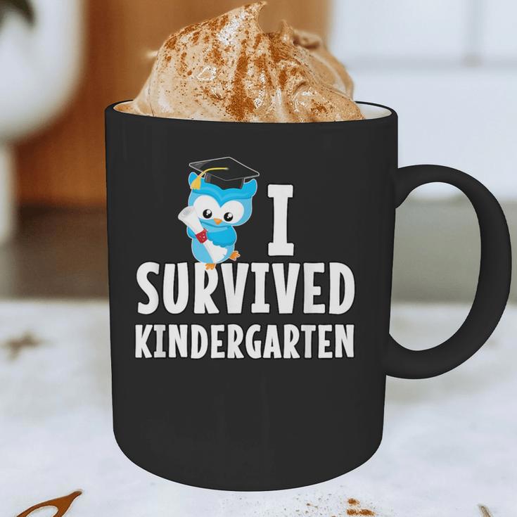 I Survived Kindergarten Graduation Kids Owl Grad Graphic Print Coffee Mug