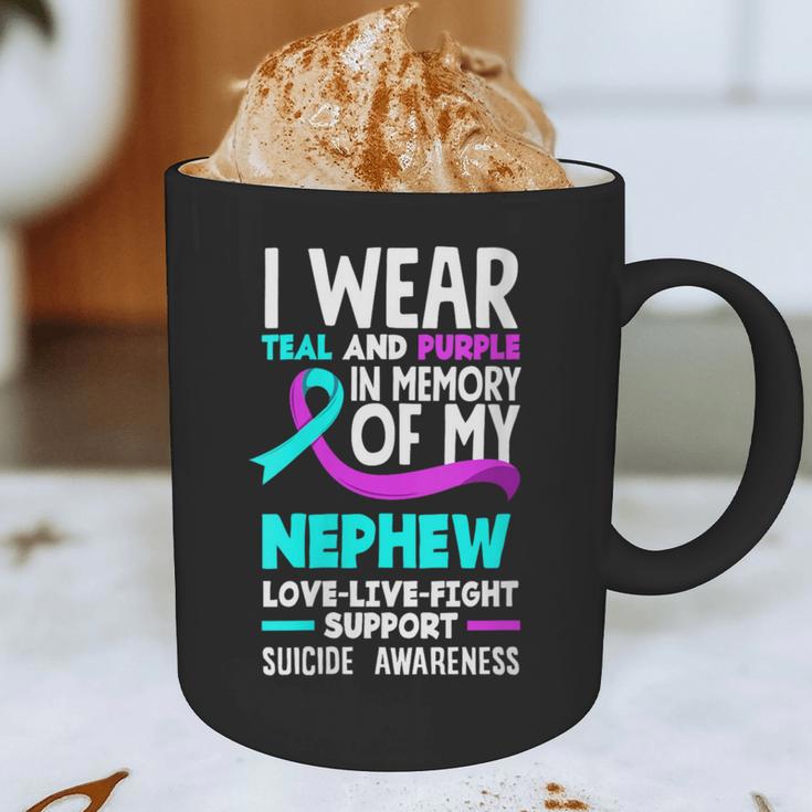 Teal & Purple In Memory Of My Nephew Suicide Prevention Graphic Print Coffee Mug Teal & Purple In Memory Of My Nephew Suicide Prevention Graphic Print Coffee Mug