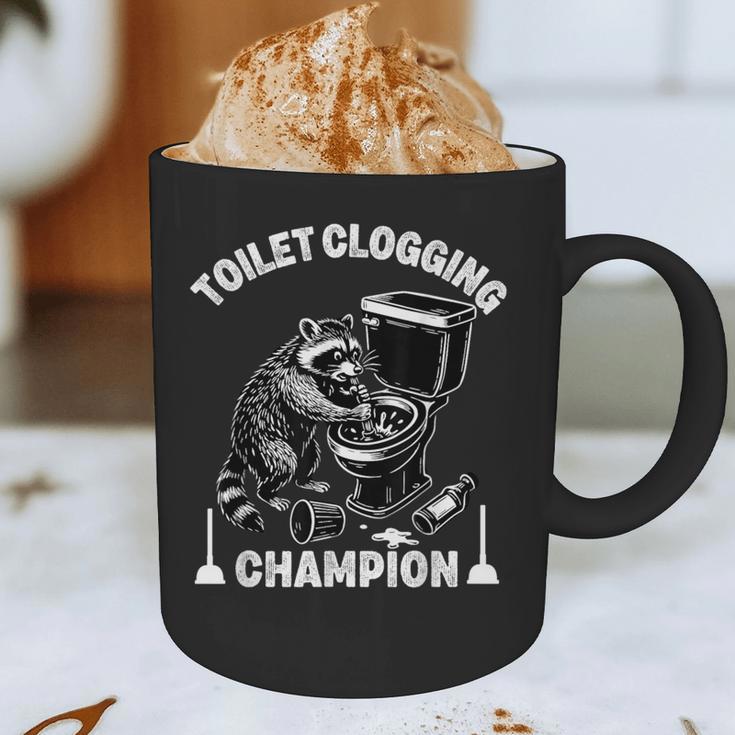 Toilet Clogging Champion Dad Joke Raccoon Trash Panda Graphic Print Coffee Mug