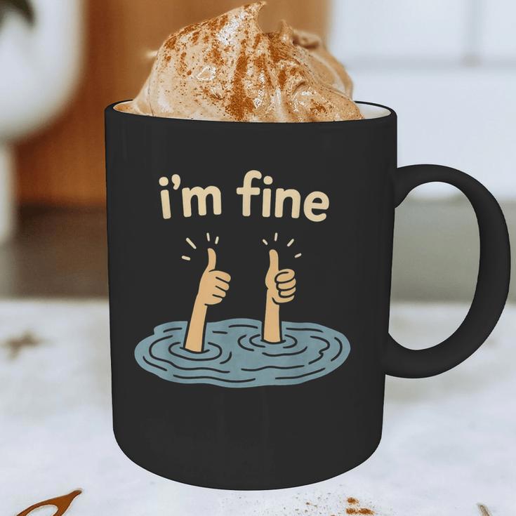 Two Thumbs Up I'm Fine Sarcastic Meme Introvert Humor Graphic Print Coffee Mug
