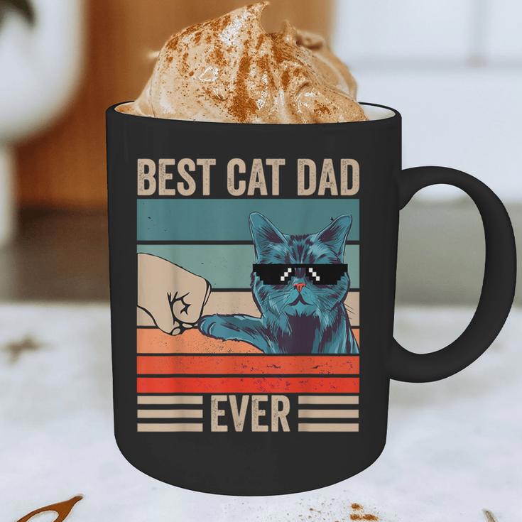 Vintage Best Cat Dad Ever Bump Fist Father's Day Cat Daddy Graphic Print Coffee Mug