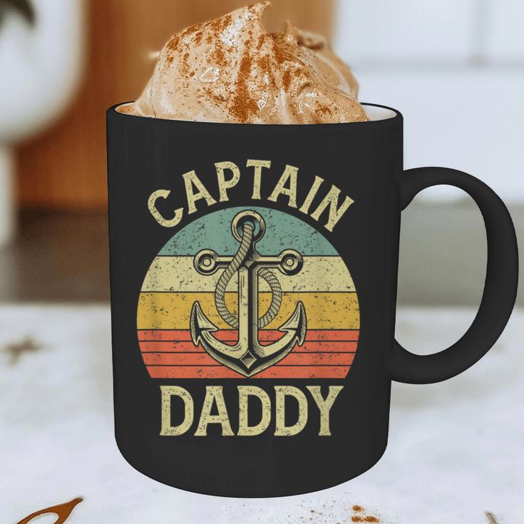Vintage Captain Daddy Boat Pontoon Dad Fishing Sailor Anchor Graphic Print Coffee Mug