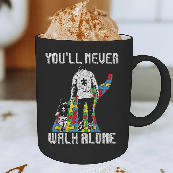Vintage Father Son Family Autistic Kids Autism Awareness Dad Graphic Print Coffee Mug