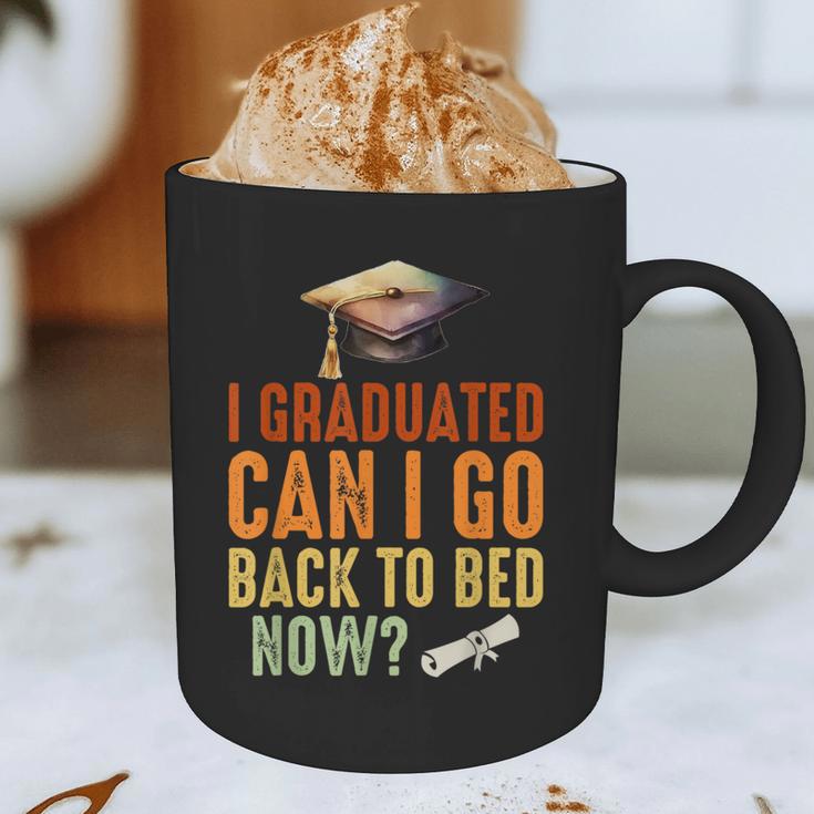 Vintage I Graduated Can I Go Back To Bed Now Graduation Graphic Print Coffee Mug