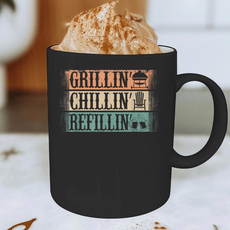 Vintage Grill Dad Grilling Chilling Refilling Graphic Print Coffee Mug