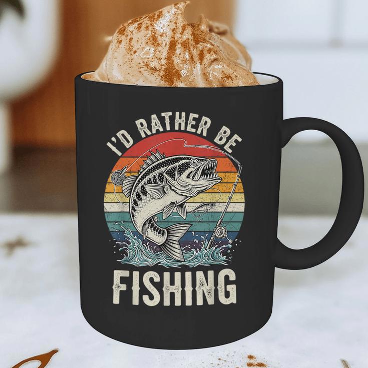 Vintage I'd Rather Be Fishing Graphic Bass Dad Boy Men Graphic Print Coffee Mug