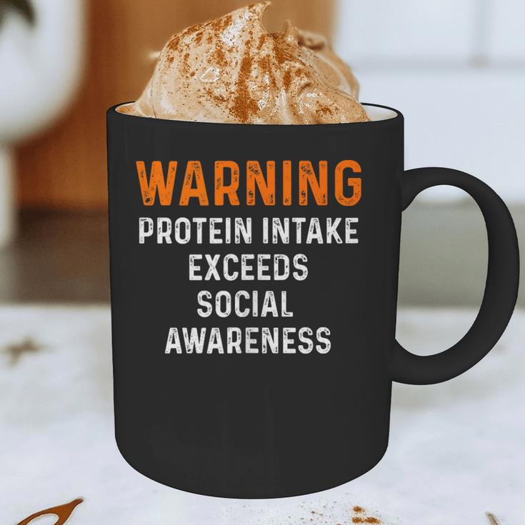 Warning Protein Intake Exceeds Social Awareness Introvert Graphic Print Coffee Mug Warning Protein Intake Exceeds Social Awareness Introvert Graphic Print Coffee Mug