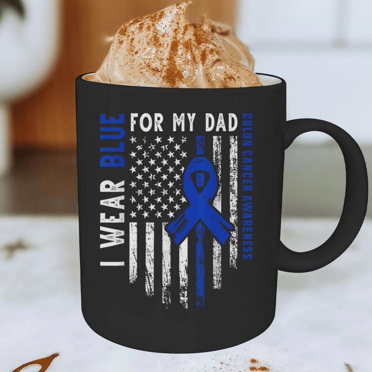 I Wear Blue For My Dad Colon Cancer Awareness Blue USA Flag Graphic Print Coffee Mug