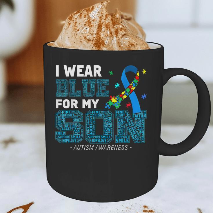 I Wear Blue For My Son Autism Awareness Mom Dad Parents Graphic Print Coffee Mug
