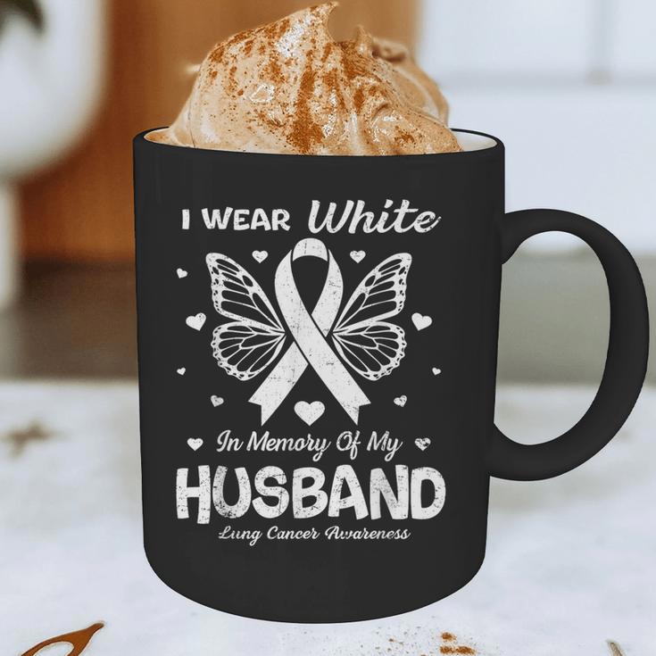 I Wear In Memory Of My Husband Lung Cancer Awareness Graphic Print Coffee Mug