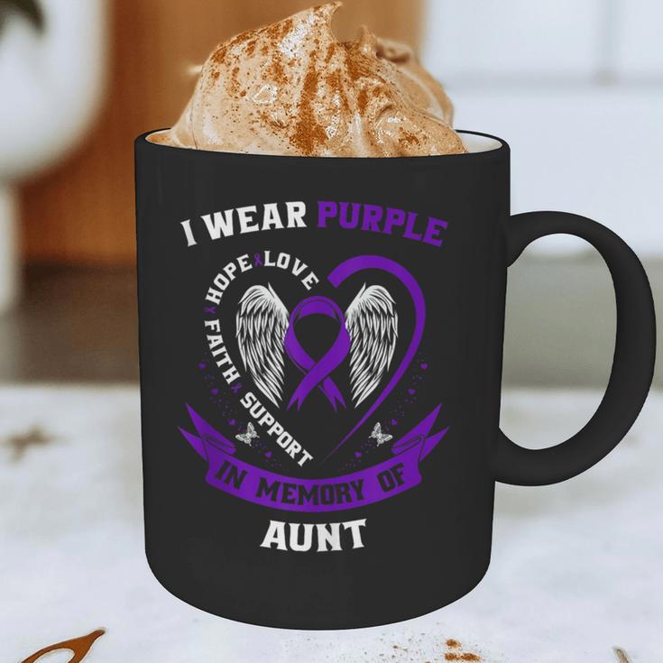 I Wear Purple In Memory Of Aunt Pancreatic Cancer Awareness Graphic Print Coffee Mug I Wear Purple In Memory Of Aunt Pancreatic Cancer Awareness Graphic Print Coffee Mug