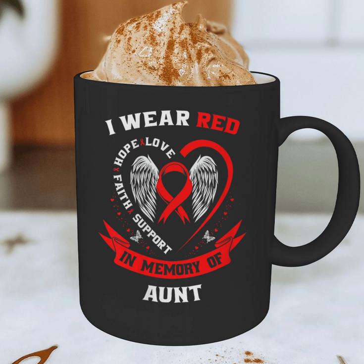 I Wear Red In Memory Of Aunt Heart Disease Awareness Month Graphic Print Coffee Mug