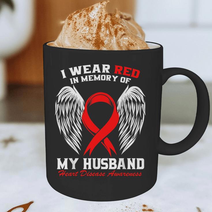I Wear Red In Memory Of My Husband Heart Disease Awareness Graphic Print Coffee Mug