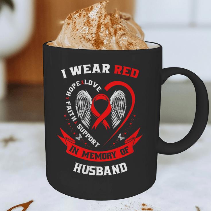 I Wear Red In Memory Of Husband Heart Disease Awareness Graphic Print Coffee Mug I Wear Red In Memory Of Husband Heart Disease Awareness Graphic Print Coffee Mug