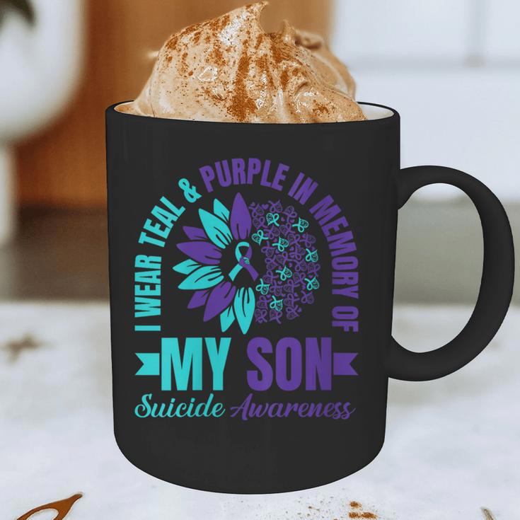 I Wear Teal Purple In Memory Of My Son Suicide Awareness Graphic Print Coffee Mug