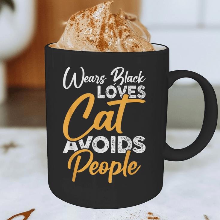 Wears Loves Cats Avoids People I Introvert Graphic Print Coffee Mug Wears Loves Cats Avoids People I Introvert Graphic Print Coffee Mug