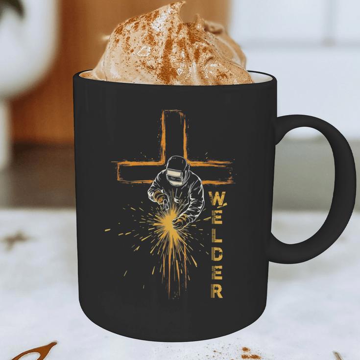 Welder Christian Cross Weld Welding Dad Jesus Lover Graphic Print Coffee Mug