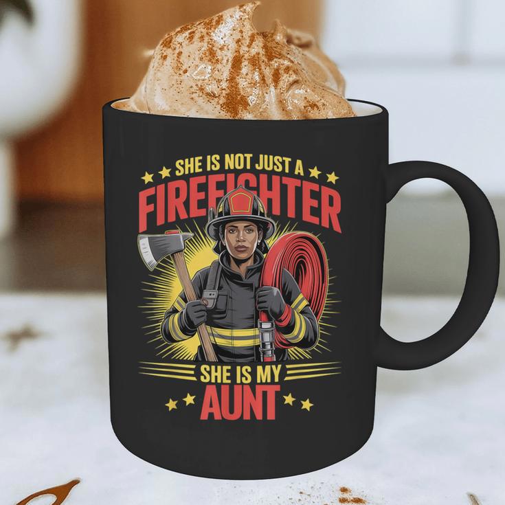 Woman Firefighter Aunt TiTi Auntie Black Graduation Graphic Print Coffee Mug
