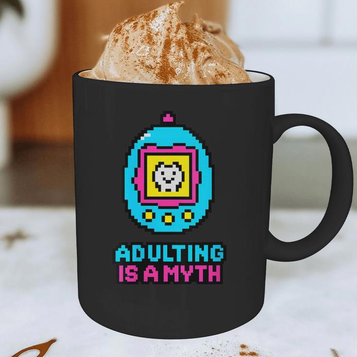 Women's Adulting Is A Myth Retro Pixel Pet Nostalgia Millennials Graphic Print Coffee Mug