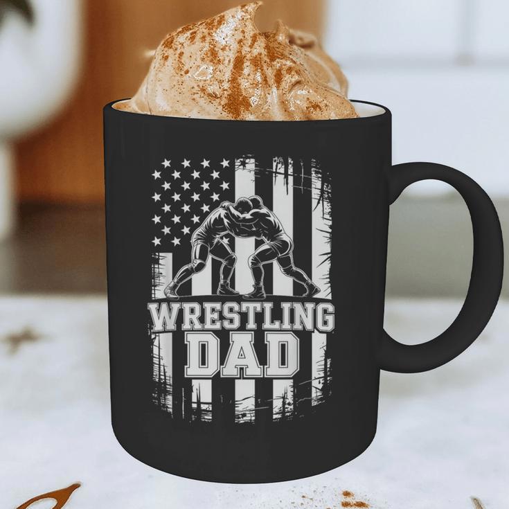 Wrestling Dad US Flag Fathers Day Wrestling Fans Graphic Print Coffee Mug
