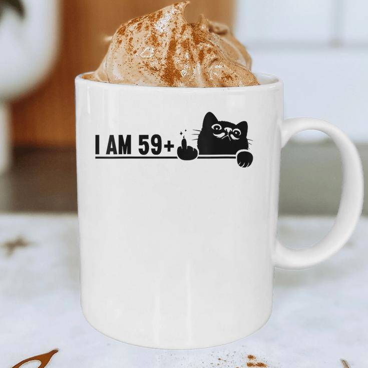 I Am 59 Plus 1 Middle Finger For A 60th Birthday Cat Mom Dad Graphic Print Coffee Mug