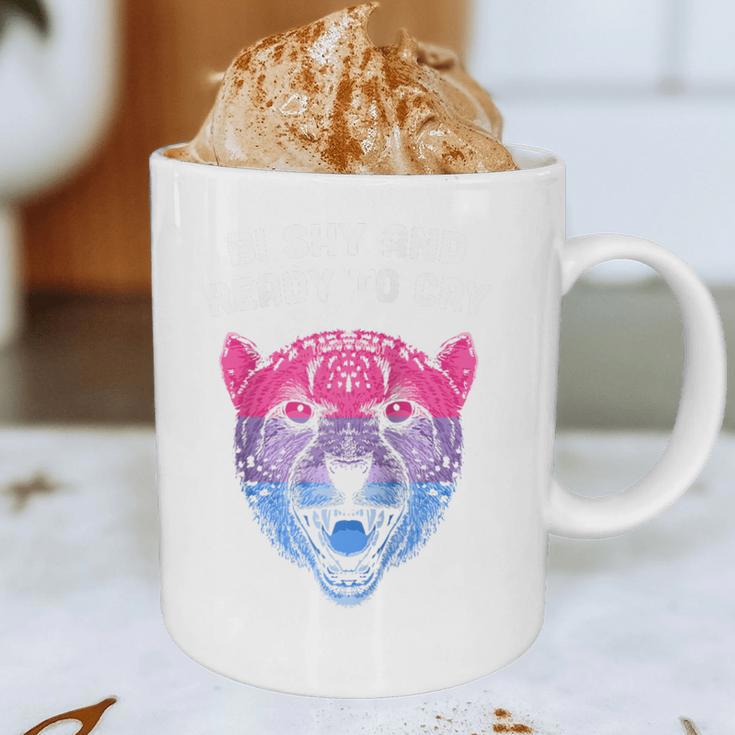 Bi Shy And Ready To Cry Bisexual Introvert Bi Pride Raglan Baseball Tee Graphic Print Coffee Mug