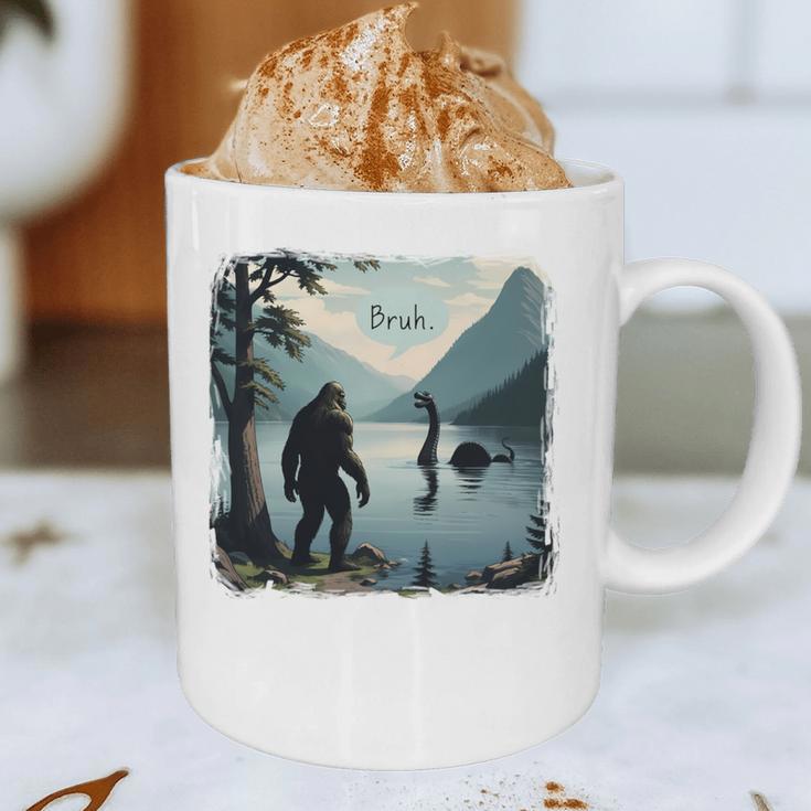 Bigfoot Sasquatch & Loch Ness Monster Introvert Bruh Graphic Print Coffee Mug