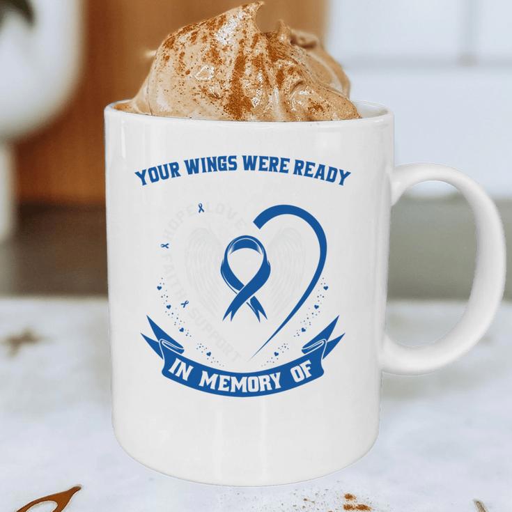 Blue In Memory Of Mom Colon Cancer Awareness Memorial Graphic Print Coffee Mug Blue In Memory Of Mom Colon Cancer Awareness Memorial Graphic Print Coffee Mug