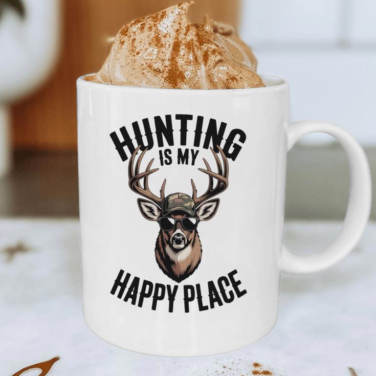 Camo Deer Hunting Is My Happy Place Dad Hunter Graphic Print Coffee Mug