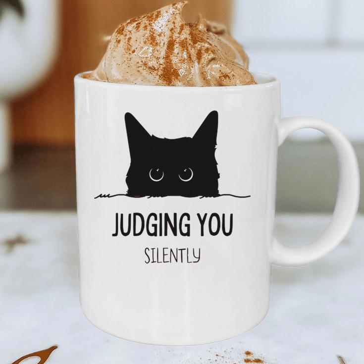 Cat Judging You Silently Cat Mom Dad Premium Tri-Blend Graphic Print Coffee Mug