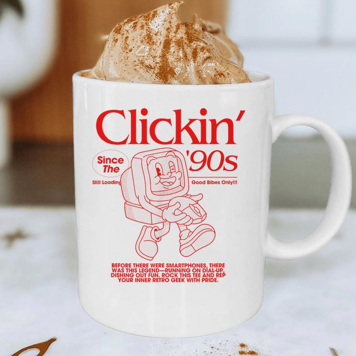 Clickin' Since The 90s Retro Computer Nostalgia Graphic Print Coffee Mug