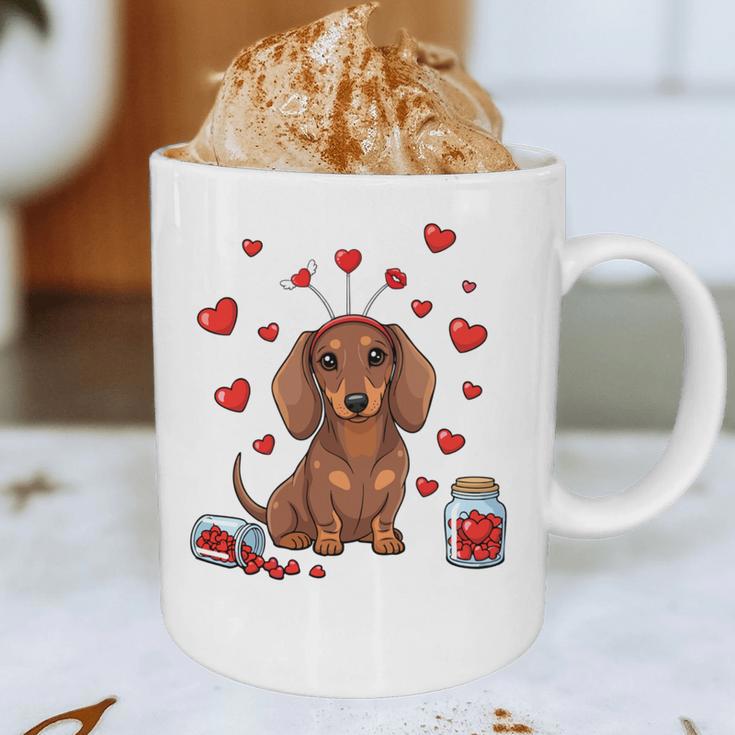 Cute Dachshund Valentine's Day Heart Love Dog Mom Dog Dad Graphic Print Coffee Mug