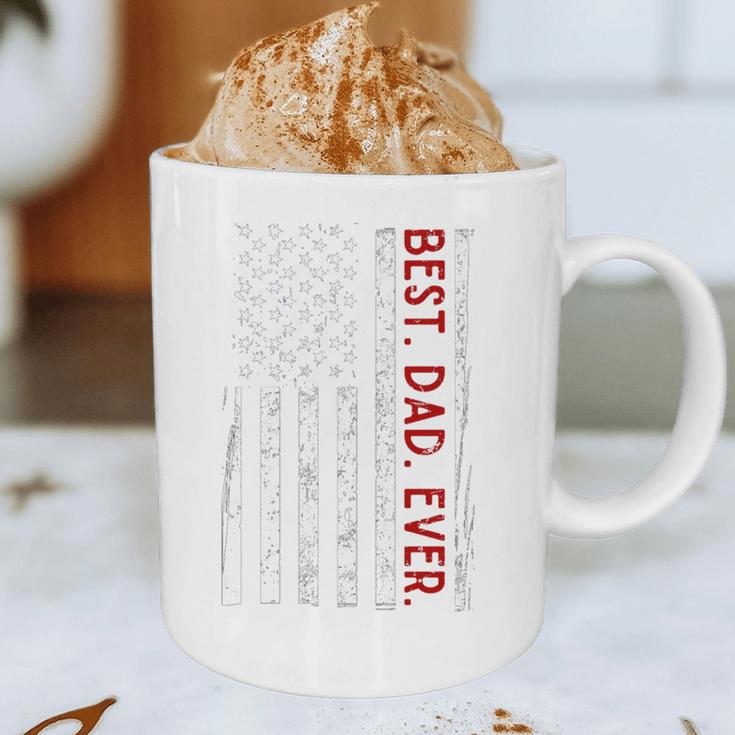 Distressed US American Flag Father Shirt Best Dad Ever Graphic Print Coffee Mug