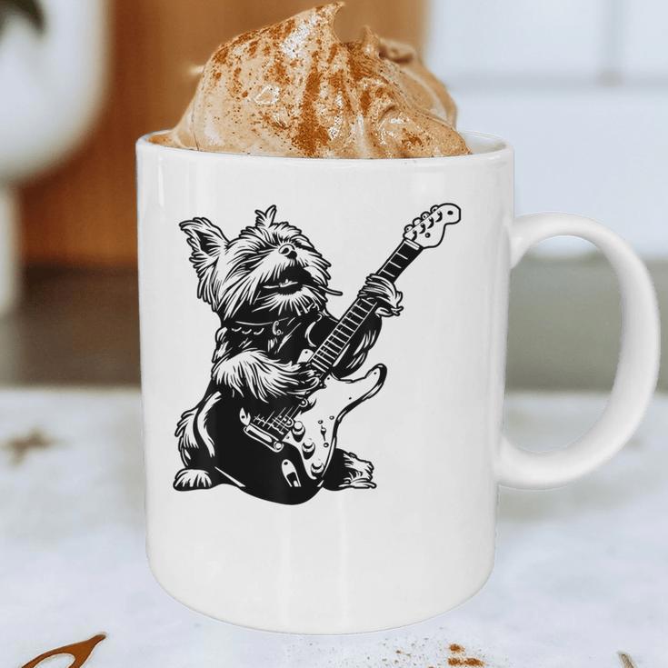 Dog Guitarist Guitar Yorkie Dad Mom For Men Women Graphic Print Coffee Mug