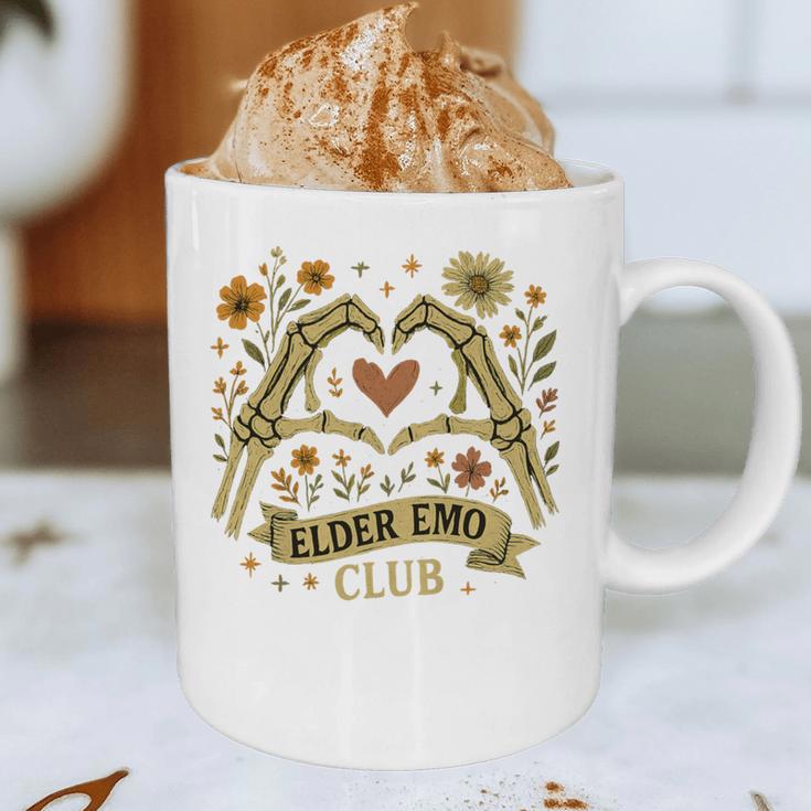 Elder Emo Club Skeleton Hands Heart Nostalgia Premium Tri-Blend Graphic Print Coffee Mug