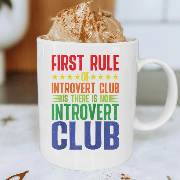 First Rule Of Introvert Club Is There Is No Introvert Club Raglan Baseball Tee Graphic Print Coffee Mug