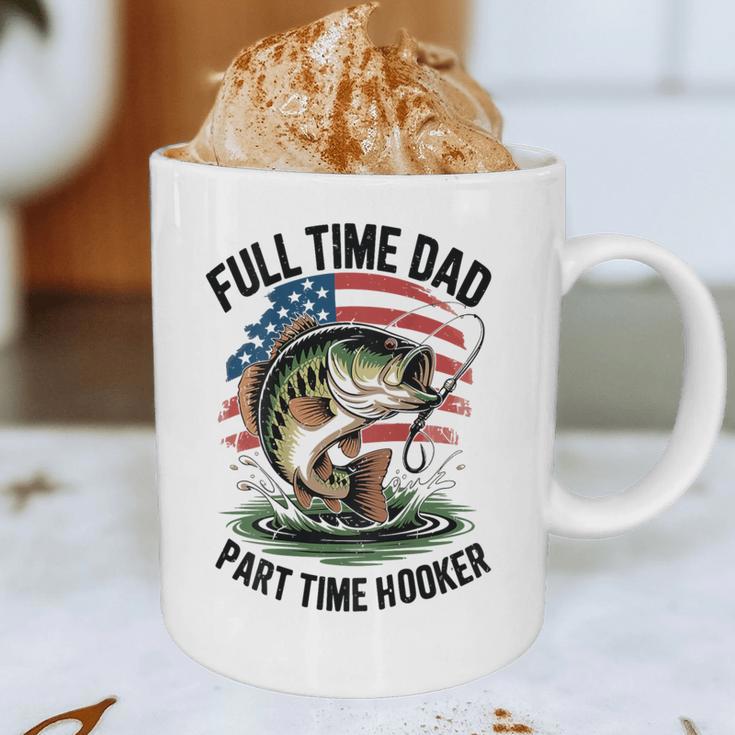 Fishing 4th July Full Time Dad Part Time Hooker On-Back Graphic Print Coffee Mug