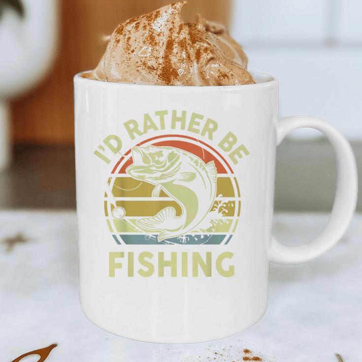 Fishing I'd Rather Be Fishing Bass Fish Dad Jokes Graphic Print Coffee Mug