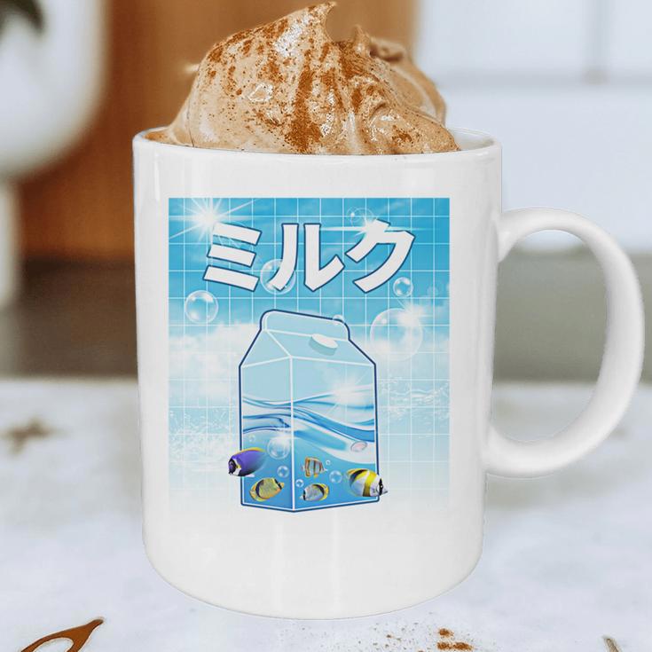 Frutiger Aero Aesthetic Tech Kawaii Milk Underwater Fishes Graphic Print Coffee Mug