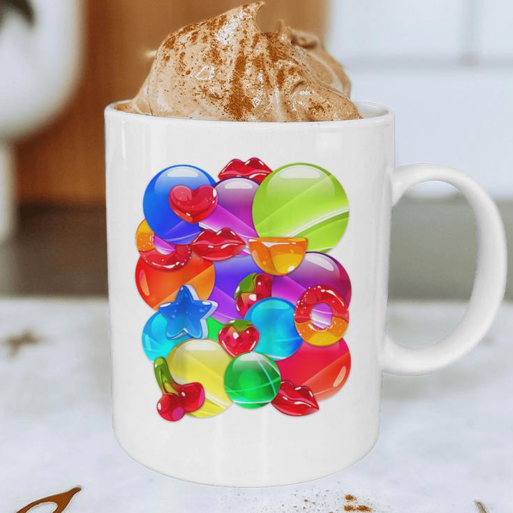 Frutiger Aero Aesthetic Tech Orb Pattern Heart Cherry Lips Raglan Baseball Tee Graphic Print Coffee Mug