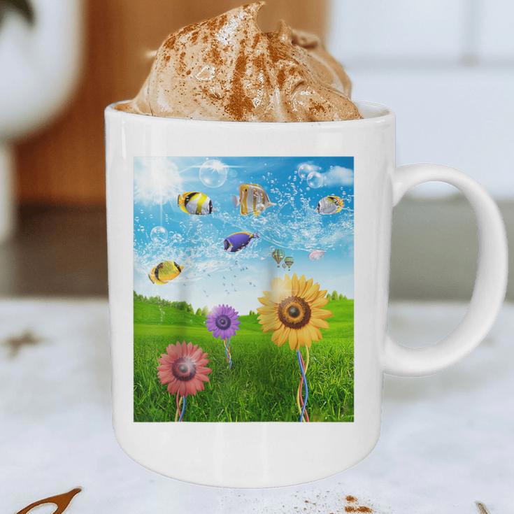 Frutiger Aero Aesthetic Tech Scenery Fishes Sunflower Raglan Baseball Tee Graphic Print Coffee Mug Frutiger Aero Aesthetic Tech Scenery Fishes Sunflower Raglan Baseball Tee Graphic Print Coffee Mug