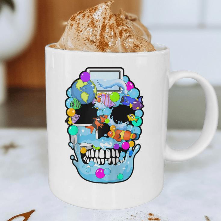 Frutiger Aero Aesthetic Tech Skull Computer Fishes Raglan Baseball Tee Graphic Print Coffee Mug