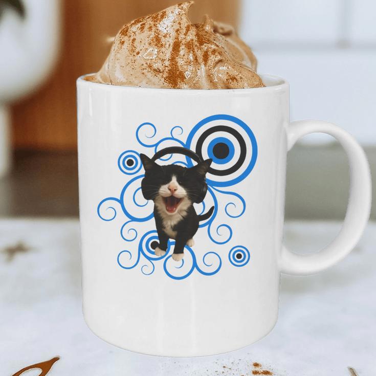 Frutiger Aero Cat Meme Headphone Kitty Cat Lover Graphic Print Coffee Mug