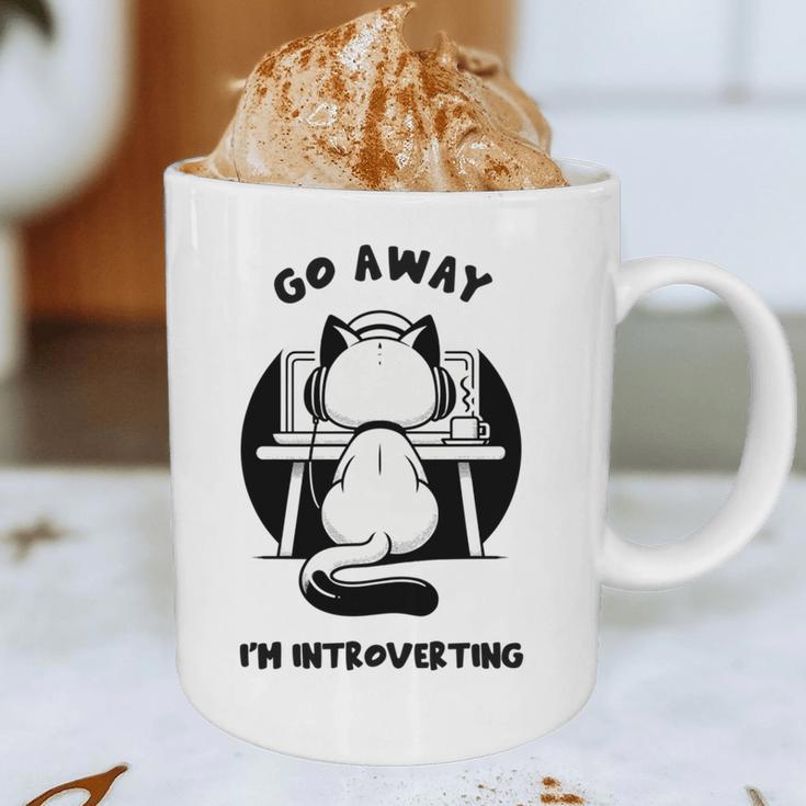 Go Away I'm Introverting Cat With Coffee Graphic Print Coffee Mug Go Away I'm Introverting Cat With Coffee Graphic Print Coffee Mug