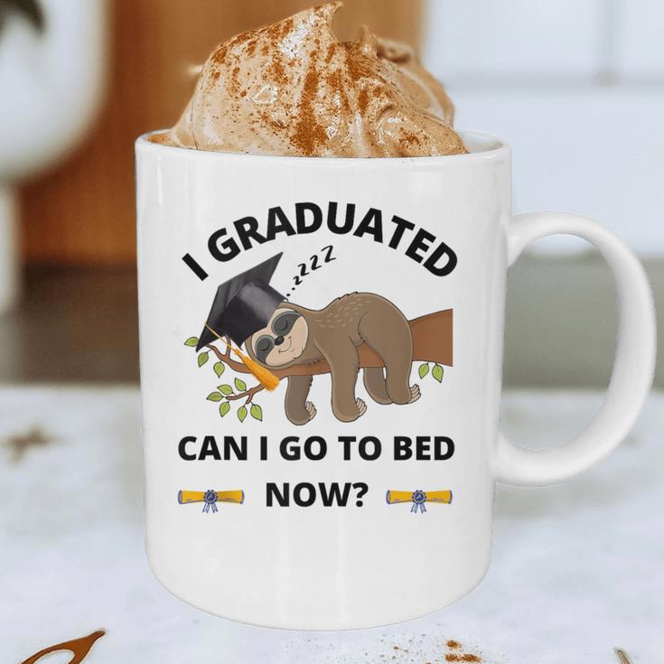 I Graduated Can I Go Back To Bed Sloth Graduation Cap Graphic Print Coffee Mug