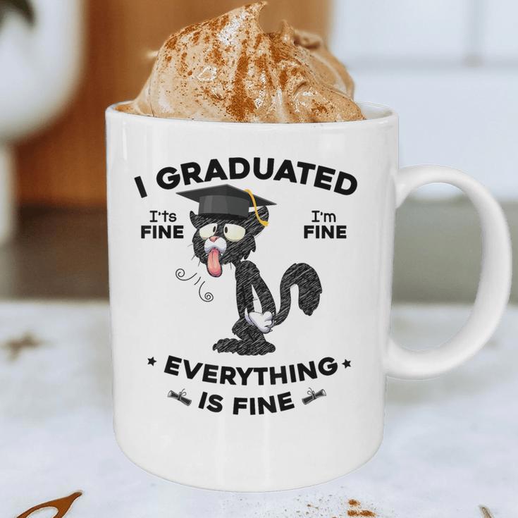 I Graduated Graduate Class 2025 Cat Graduation Graphic Print Coffee Mug