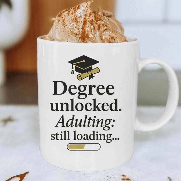 Graduation 2025 Degree Unlocked Adulting Still Loading Graphic Print Coffee Mug