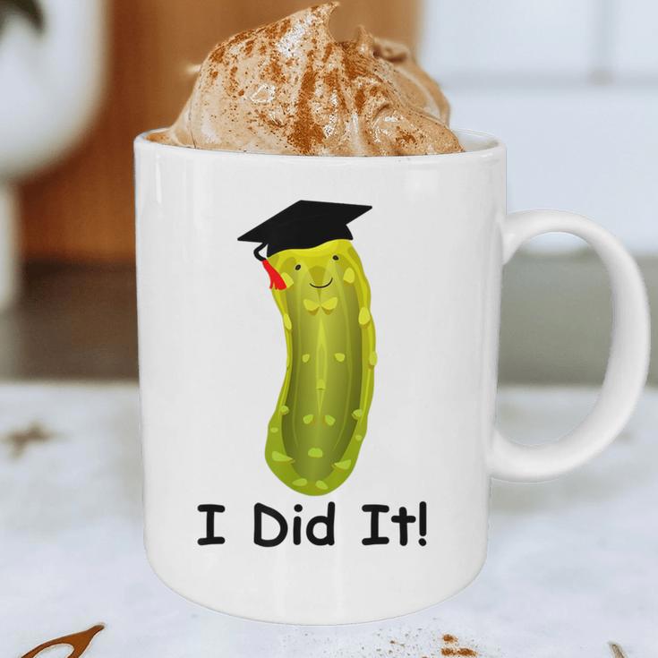 Graduation Cap Wearing Big Dill Pickle I Did It Graduate Fun Graphic Print Coffee Mug