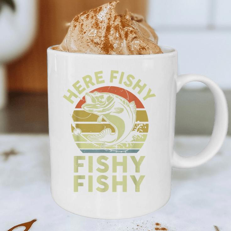 Here-Fishy Fishing Boy Large Mouth Bass Dad Graphic Print Coffee Mug
