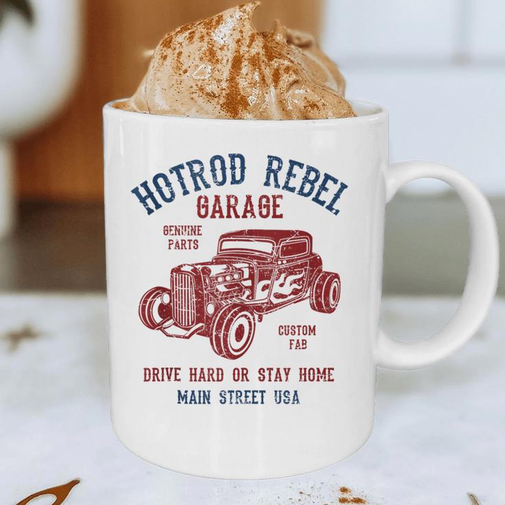 Hotrod Rebel Automotive Nostalgia Old Car Distressed Graphic Print Coffee Mug